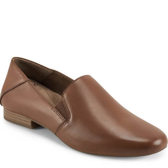 Earth Origins Shoes - Earth Origins Ryanne Saddle Brown Leather Casual Slip On Flats Loafers Women's 6